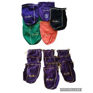 Crown Royal Bags Lot of Fifteen 15 Drawstring Purple Blackberry NFL Orange Green